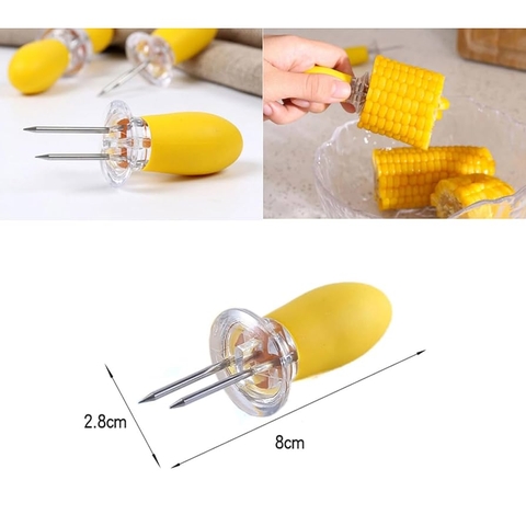 🌽 Nĩa Nướng Ngô / Xiên BBQ Thép Không Gỉ – Tay Cầm Cao Su Chống Nóng PVN9193