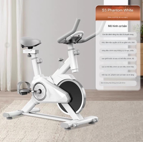 Xe Đạp Tập thể thao Đen Trắng tận nhà iD0 BIKE Cao Cấp, Touch Nhịp Tim combo phụ kiện thời trang đi kèm theo