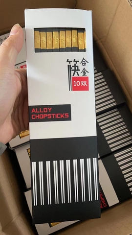 Bộ 10 đôi Đũa hợp kim 24 cm siêu sang mạ viền vàng