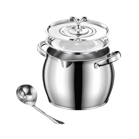 Bồn Chứa Mỡ Lợn Inox 1.5L – Có Nắp Đậy  Bộ Lọc, Chịu Nhiệt Cao PVN10053