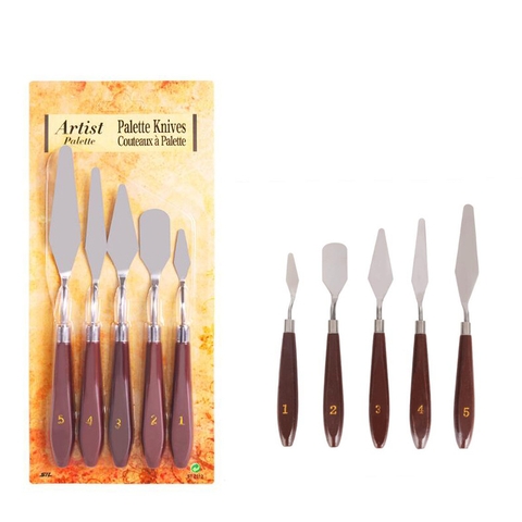 Bộ Bay 5 Món pha màu, bay trộn màu nhiều size chuyên nghiệp vẽ tranh, làm bánh palette knife PVN3748