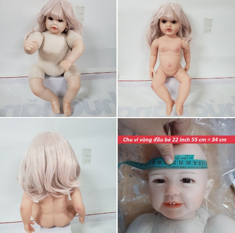 {ĐỦ MÀU} TÓC TƠ GIẢ CHỊU NHIỆT CHO BÚP BÊ TÁI SINH vòng Đầu 30 cm 50 cm = 20 inch Doll + vòng Đầu 34 cm 55 cm = 22 inch Doll, búp bê mini 20 cm (Ixdoll)