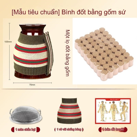 Combo Cốc Phù Dương Xông Hơ Tặng 54 Nhang Ngải, Bản Đồ Huyệt Trị Hàn Ẩm Massage, Giác Hơi, Cạo Gió, Chải Thông Kinh Lạc PVN6783
