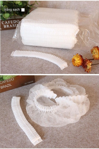 [Bịch 100 cái ] Mũ Con Sâu Chùm Đầu 18 inch Sườn Đôi, Mũ Dùng Một Lần Phẫu Thuật Bệnh Viện Y Tế , Spa, Nhà Bếp, Khách Sạn