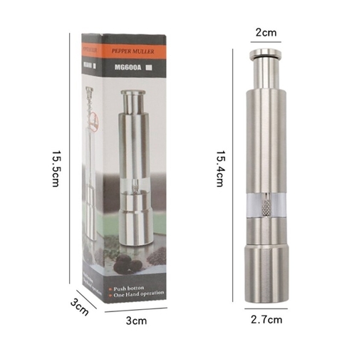 Cối Xay Muối & Tiêu, Gia Vị Nút Ấn  Bằng Thép Không Gỉ PVN5014