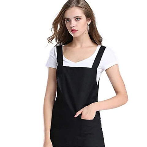 Tạp Dề Màu Đen Đa Năng Treo Cổ Trơn Vải Kaki Dài 70 x 61 Cm PVN7723