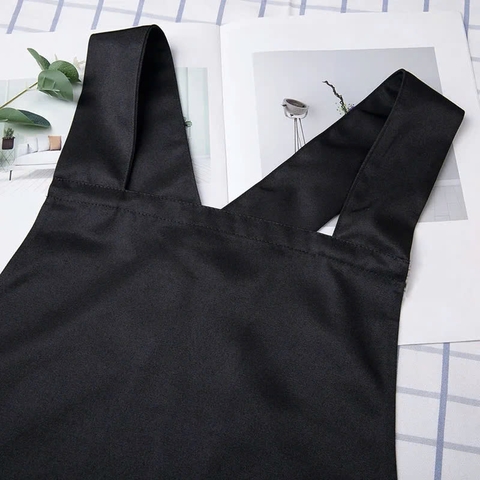 Tạp Dề Màu Đen Đa Năng Treo Cổ Trơn Vải Kaki Dài 70 x 61 Cm PVN7723