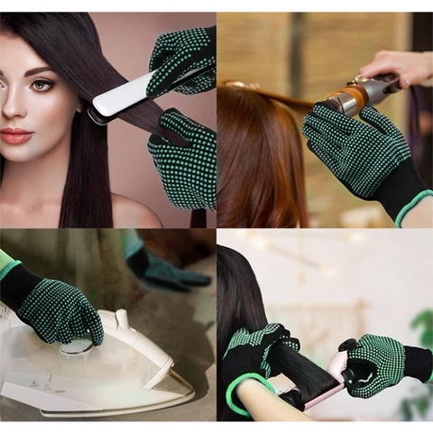 Một đôi găng tay chịu nhiệt Làm tóc cách nhiệt silicone chống trượt, chống bỏng PVN7284