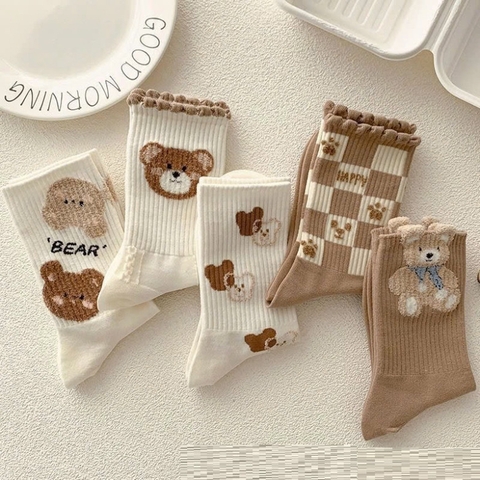 (Đủ Mẫu} Set 5 Đôi Tất Vớ Nam Nữ Cổ Cao Chất Liệu Cotton Dày Dặn, Khử Mùi Thoáng Khí Hoạ Tiết Hoa Cỏ Siêu Dễ Thương