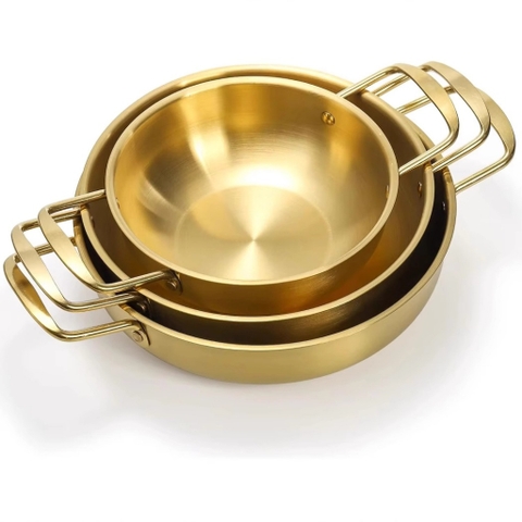 Chảo/Nồi Inox Mạ Vàng Cao Cấp – Dùng Được Bếp Từ – Size 19/21/23cm