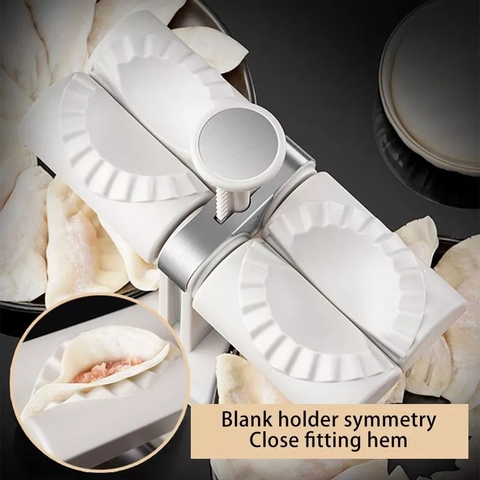 Dụng Cụ Khuôn Ép Làm Bánh Mandu, Quai Vạc, Bánh Xếp, Há Cảo Tự Động Hai Đầu Màu Be 2022 Ravioli Double Head Dumpling Wrapper Mould PVN4593