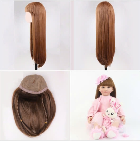 {ĐỦ MÀU} TÓC TƠ GIẢ CHỊU NHIỆT CHO BÚP BÊ TÁI SINH vòng Đầu 30 cm 50 cm = 20 inch Doll + vòng Đầu 34 cm 55 cm = 22 inch Doll, búp bê mini 20 cm (Ixdoll)