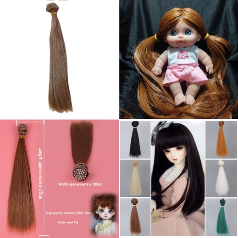 {Đủ Màu} Tép Tóc Giả 5 cm, 15 cm, 25 cm Dán Cho Búp Bê Chịu Nhiệt Độ Cao