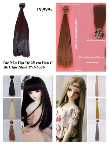 {Đủ Màu} Tép Tóc Giả 5 cm, 15 cm, 25 cm Dán Cho Búp Bê Chịu Nhiệt Độ Cao