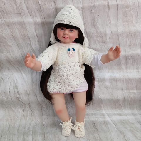[Đủ mẫu] Búp Bê 55 cm = 22 inch Thân Gòn Mềm Mại  Reborn Silicon Vinyl Doll