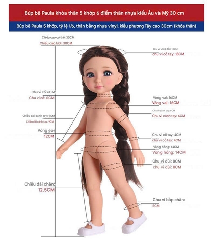 [Đủ mẫu] Búp Bê Nhựa 30cm Phong Cách Tây Ban Nha Paula Style vinyl 12 inch Doll
