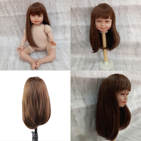 {ĐỦ MÀU} TÓC TƠ GIẢ CHỊU NHIỆT CHO BÚP BÊ TÁI SINH vòng Đầu 30 cm 50 cm = 20 inch Doll + vòng Đầu 34 cm 55 cm = 22 inch Doll, búp bê mini 20 cm (Ixdoll)