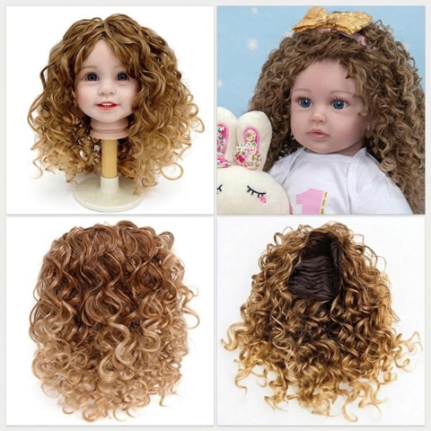 {ĐỦ MÀU} TÓC TƠ GIẢ CHỊU NHIỆT CHO BÚP BÊ TÁI SINH vòng Đầu 30 cm 50 cm = 20 inch Doll + vòng Đầu 34 cm 55 cm = 22 inch Doll, búp bê mini 20 cm (Ixdoll)