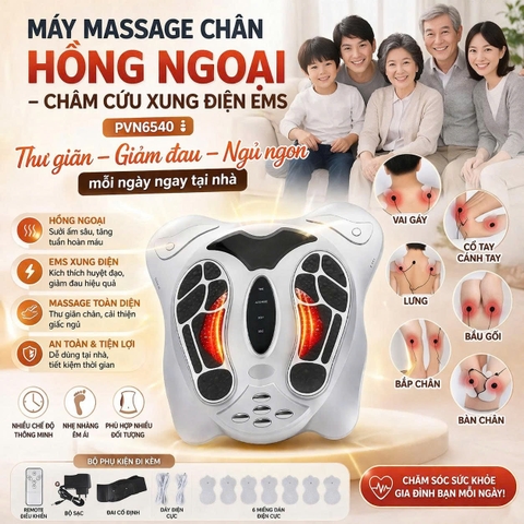 Máy Massage Chân Hồng Ngoại, Châm Cứu Xung Điện Vật Lý Trị Liệu EMS PVN6540