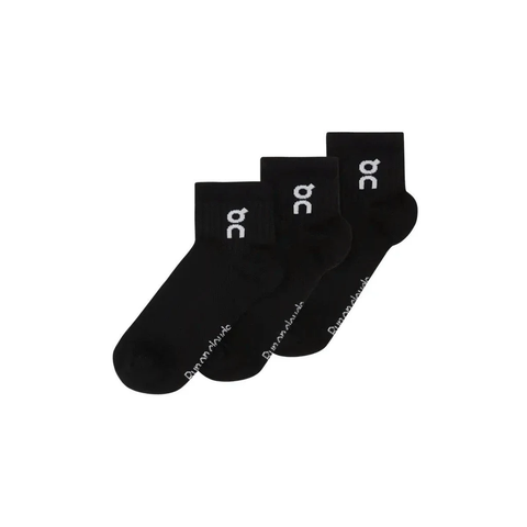 Vớ Thể Thao Unisex On Running Logo Sock Mid 3P ( 3 đôi ) - Đen