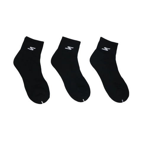 Vớ Thể Thao Unisex Skechers Quarter Socks 3 Packs - Đen