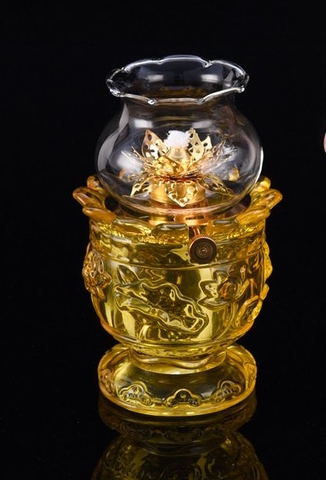 Đèn Dầu Thủy Tinh Cao Cấp 039 - đèn thờ cúng gia tiên, thờ Phật
