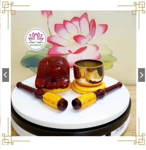 Bộ chuông mõ 10cm dùi gấm