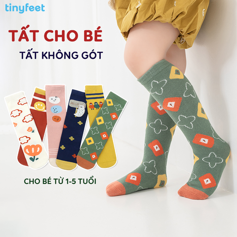 Tất Vớ cao cổ TINYFEET KS05 họa tiết Retro Hàn Quốc xinh xắn