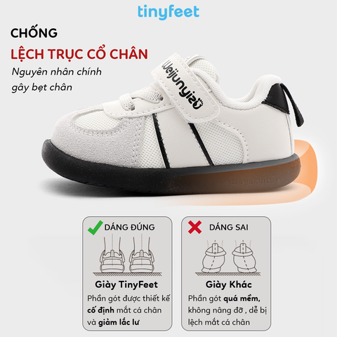 Giày tập đi cho bé TINYFEET WJ29 phong cách Samba, chống bẹt chân