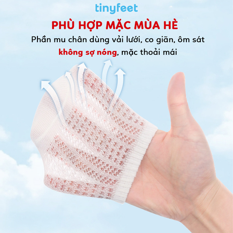 Tất Vớ chống trượt thoáng khí TINYFEET KS04 mềm mại cho bé từ 1-3 tuổi