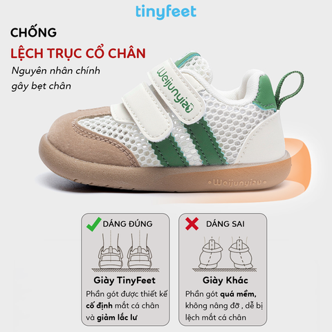 Giày tập đi cho bé TINYFEET WJ31 phong cách Samba, vải lưới thoáng khí