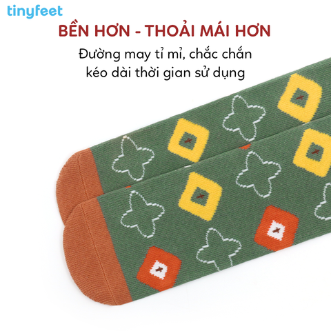 Tất Vớ cao cổ TINYFEET KS05 họa tiết Retro Hàn Quốc xinh xắn