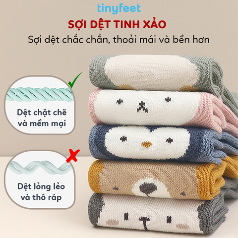 Tất Vớ chống trượt cho bé 1-3 tuổi TINYFEET KS06 mềm mại, không xù lông