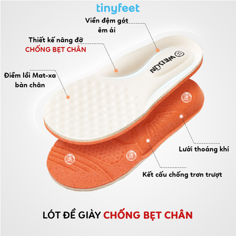 Giày tập đi cho bé TINYFEET WJ17 thể thao, thoáng khí, chống bẹt chân