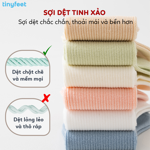Tất Vớ cho bé 1-3 tuổi TINYFEET KS08 cotton dày dặn, không xù lông