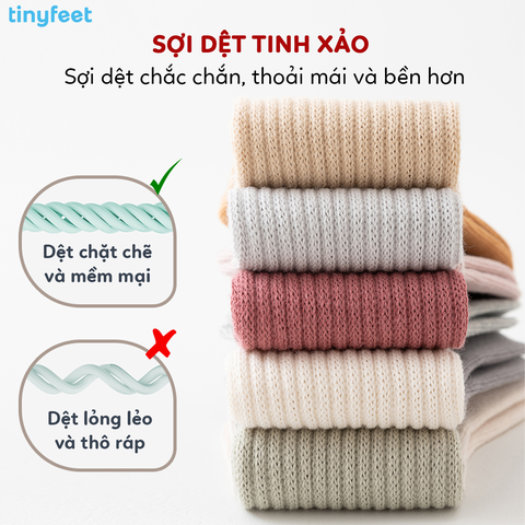 Tất Vớ cho bé 1-3 tuổi TINYFEET KS07 cotton dày dặn, không xù lông