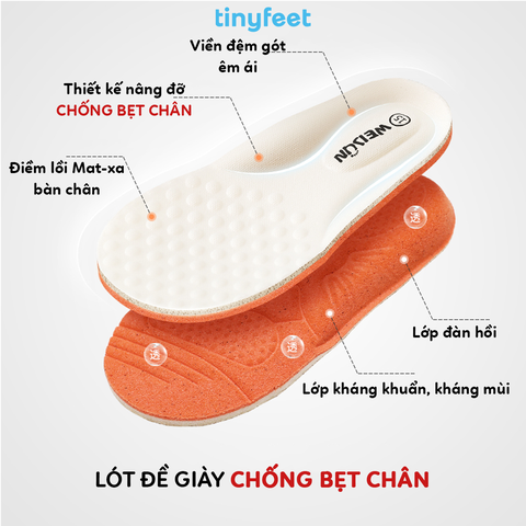 Giày tập đi cho bé TINYFEET WJ08 cho bé gái nhẹ nhàng, dễ thương