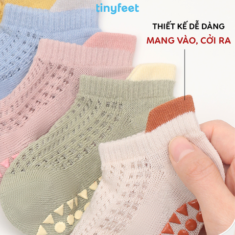 Tất Vớ chống trượt thoáng khí TINYFEET KS04 mềm mại cho bé từ 1-3 tuổi