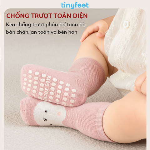Tất Vớ chống trượt cho bé 1-3 tuổi TINYFEET KS06 mềm mại, không xù lông