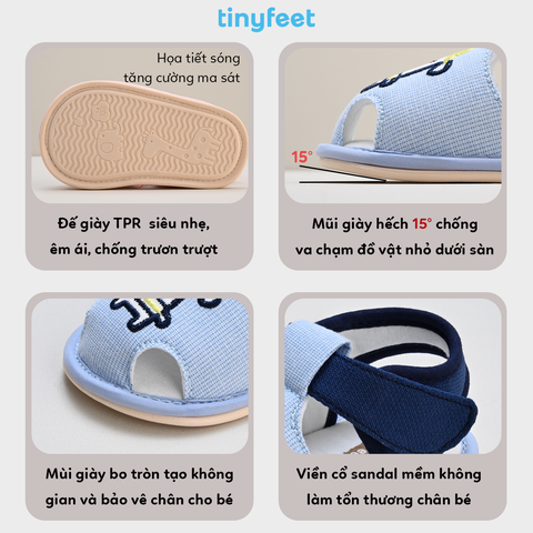 Sandal tập đi cho bé TINYFEET TN01 chất liệu cotton mềm mại, siêu nhẹ
