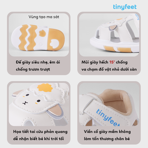 Sandal có kèn kêu Bíp Bíp cho bé 1-3 tuổi TINYFEET TN05 mềm mại, thoáng khí