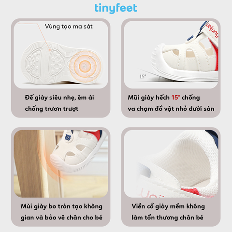 Giày tập đi cho bé TINYFEET WJ13 dáng thể thao, chống bẹt chân
