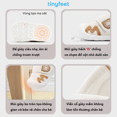 Giày tập đi cho bé TINYFEET WJ24 mùa đông, chống bẹt chân