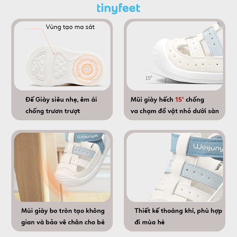 Giày tập đi cho bé TINYFEET WJ09 thiết kế thể thao, năng động