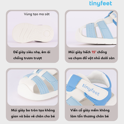 Sandal tập đi cho bé TINYFEET TN04 thoáng khí, chống trơn trượt
