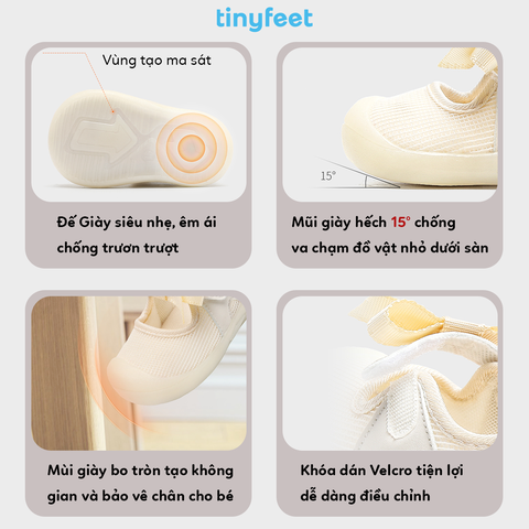 Giày tập đi cho bé TINYFEET WJ08 cho bé gái nhẹ nhàng, dễ thương