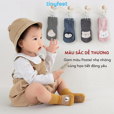 Tất Vớ chống trượt cho bé 1-3 tuổi TINYFEET KS06 mềm mại, không xù lông