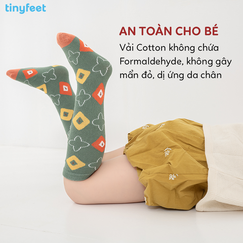 Tất Vớ cao cổ TINYFEET KS05 họa tiết Retro Hàn Quốc xinh xắn