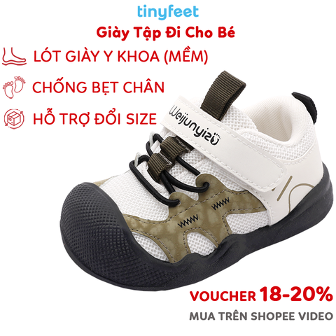 Giày tập đi cho bé TINYFEET WJ30 phối màu Camo cá tính, chống bẹt chân