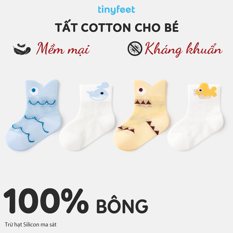 Tất Vớ cotton cho bé 1-3 tuổi TINYFEET KS11 mềm mại, kháng khuẩn